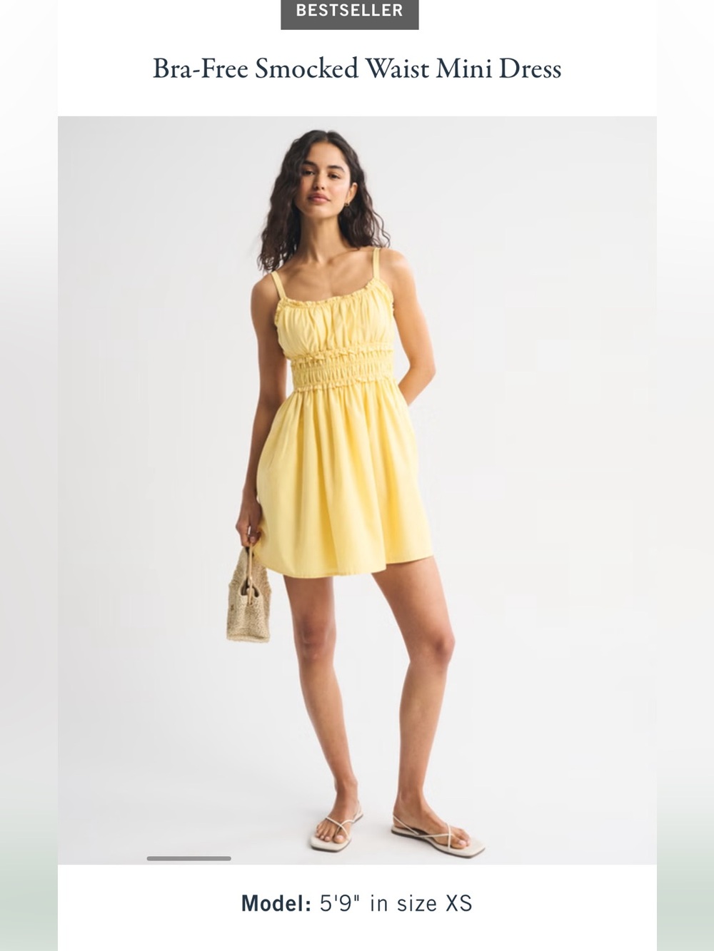 Abercrombie & Fitch Yellow Smocked-Waist Mini Dress